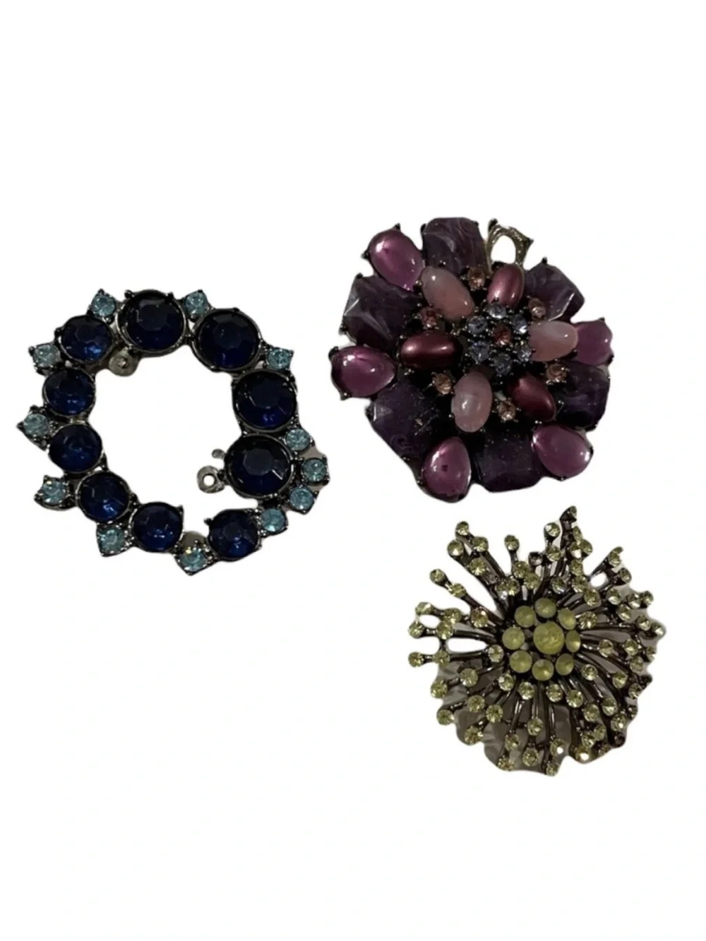 Vintage Jewelry Crafters Lot Assorted Retro Floral Set Purple Blue Yellow Green